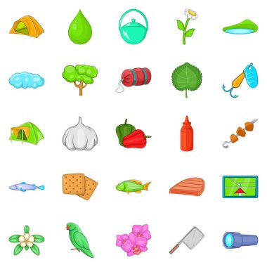 Turistik rotalar Icons set, karikatür tarzı