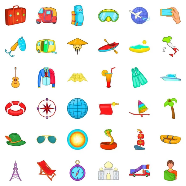 Dünya seyahat Icons set, karikatür tarzı