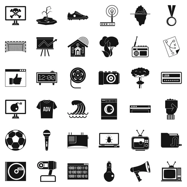 Conjunto de iconos de TV, estilo simple — Vector de stock