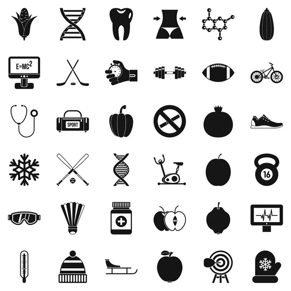 Conjunto de ícones de condição de bem-estar, estilo simples —  Vetores de Stock