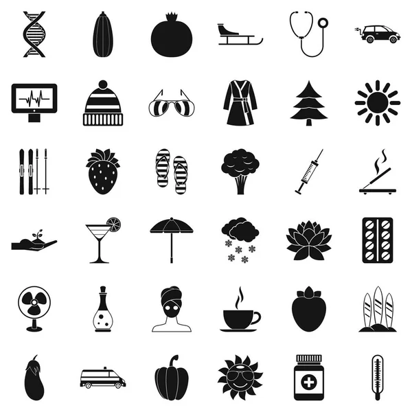 Ensemble d'icônes de pilule femme, style simple — Image vectorielle