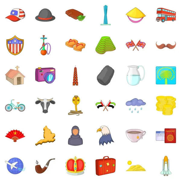 Dünya seyahat simgeler ayarla, tarzı çizgi film