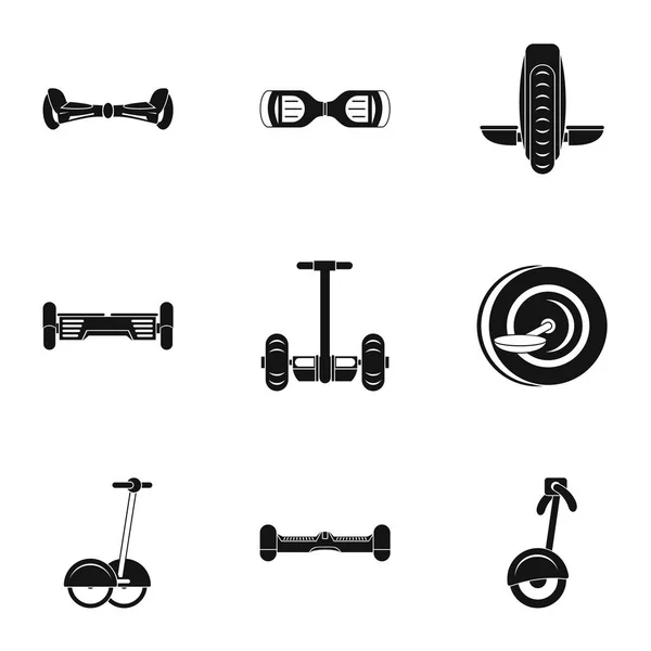 Ensemble d'icône de scooter auto équilibrage, style simple — Image vectorielle