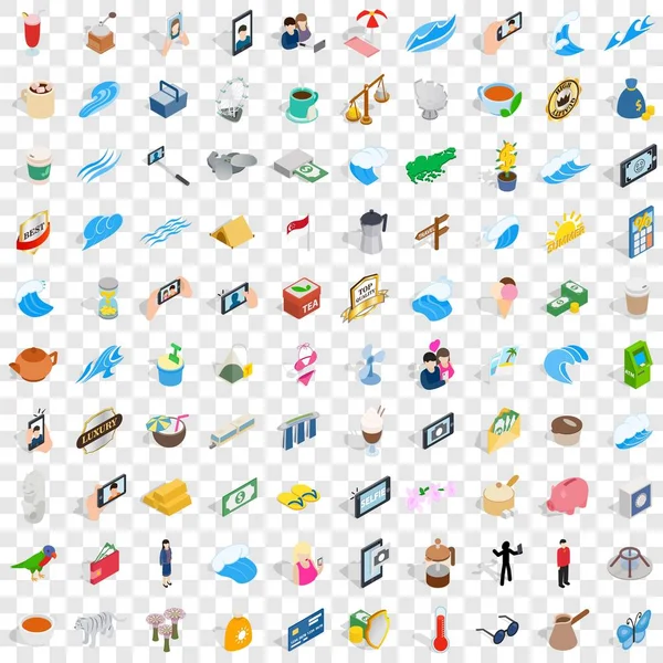 100 conjunto de ícones singapore, estilo 3D isométrico — Vetor de Stock