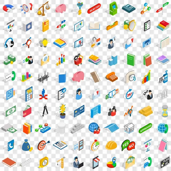 100 conjunto de ícones de construção de equipe, estilo 3D isométrico —  Vetores de Stock