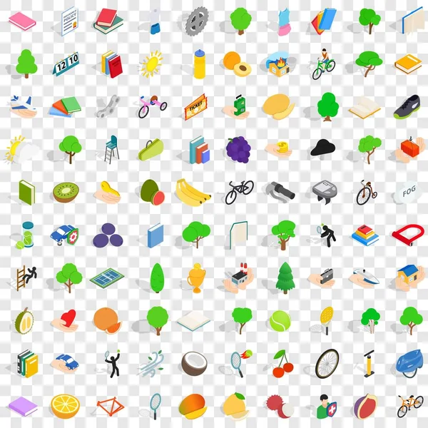 100 iconos de vitalidad conjunto, estilo isométrico 3d — Vector de stock