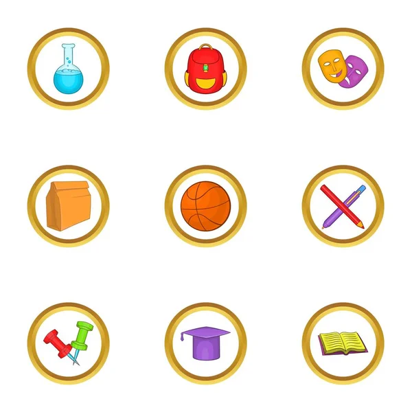 Okul donanımları simgeler ayarla, tarzı çizgi film