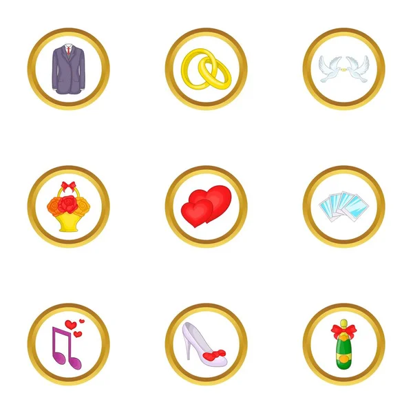 Tarzı şeyler Icons set düğün, çizgi film