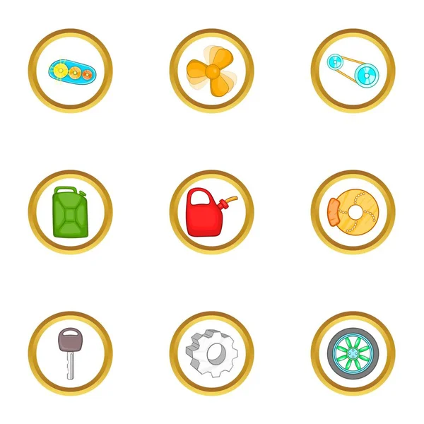 Araba tamir servisi Icons set, karikatür tarzı