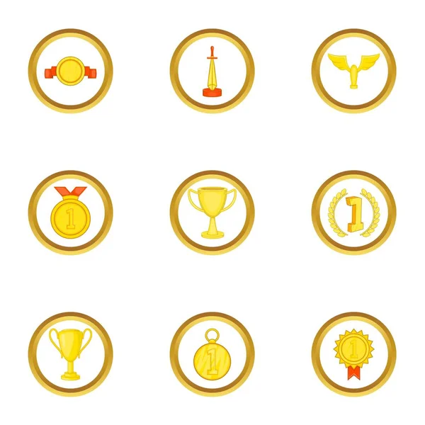 Conjunto de iconos de medalla, estilo de dibujos animados — Vector de stock