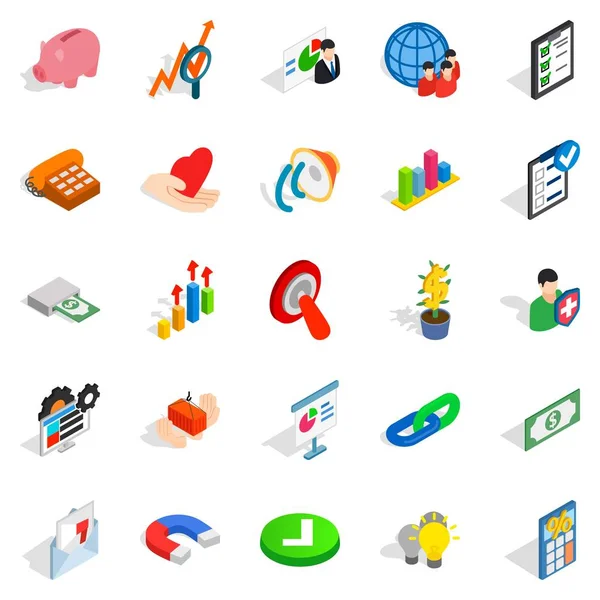 Ücret Icons set, izometrik stili