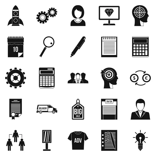 Set di icone aziendali SEO, stile semplice — Vettoriale Stock