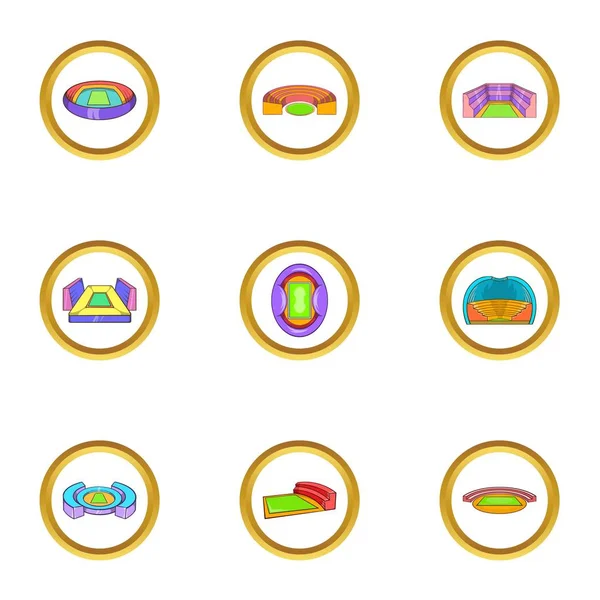 Stadyumda simge seti, karikatür tarzı