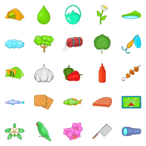 Turistik rotalar Icons set, karikatür tarzı