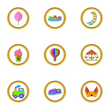 Eğlence dinlenme Icon set, karikatür tarzı