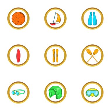 Su hobi simge seti, karikatür tarzı