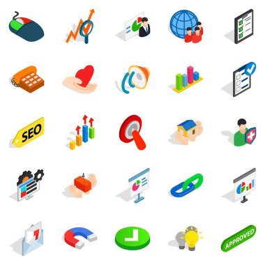Ticaret Icons set, izometrik stili