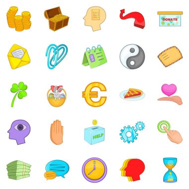 Yardımseverlik Icons set, karikatür tarzı
