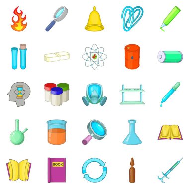 Kimyasal deney Icons set, karikatür tarzı