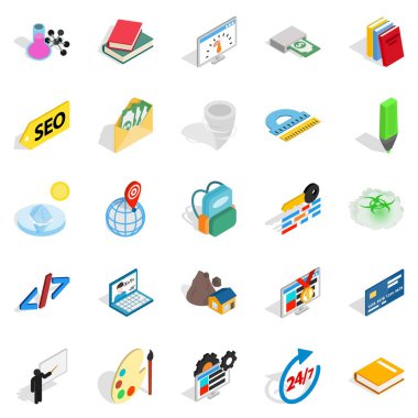 Kimyasal madde Icons set, izometrik stili