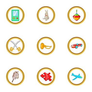 Oyuncak simge seti, karikatür tarzı