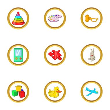 Çocukluk oyuncak simge seti, karikatür tarzı