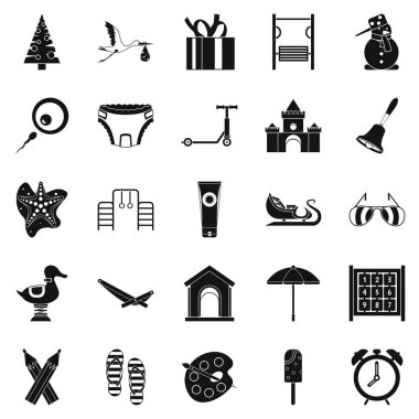 Oyun odası Icons set, basit tarzı