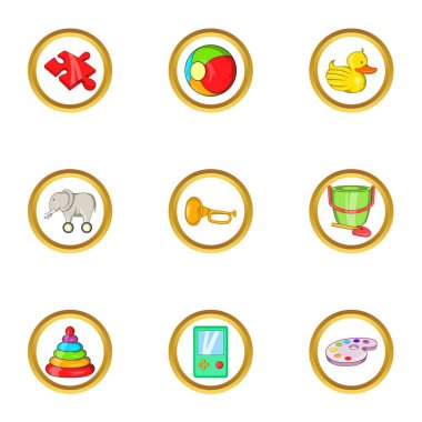 Bebek oyuncak simge seti, karikatür tarzı