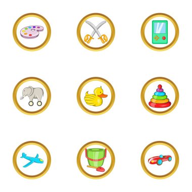 Çocuk oyuncak simge seti, karikatür tarzı