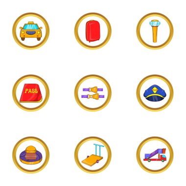 Havaalanı simge seti, karikatür tarzı