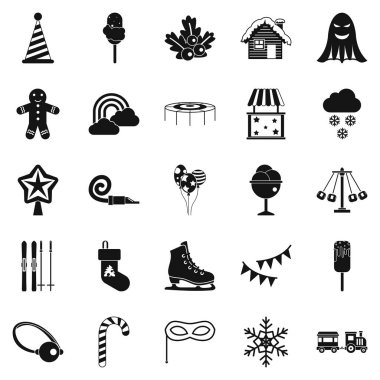 Çocuk tatil Icons set, basit tarzı