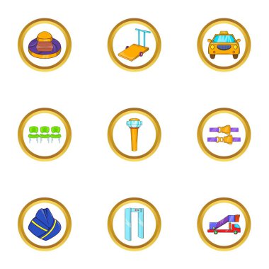 Havaalanı terminal simge seti, karikatür tarzı