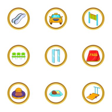 Uçak simge seti, karikatür tarzı