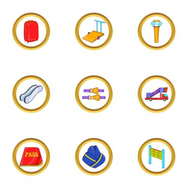 Yerel Havaalanı simge seti, karikatür tarzı