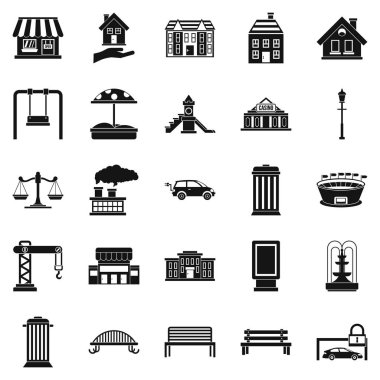 Banklar Icons set, basit tarzı