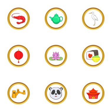 Çin ülke simge seti, karikatür tarzı