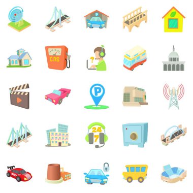 Burg Icons set, karikatür tarzı