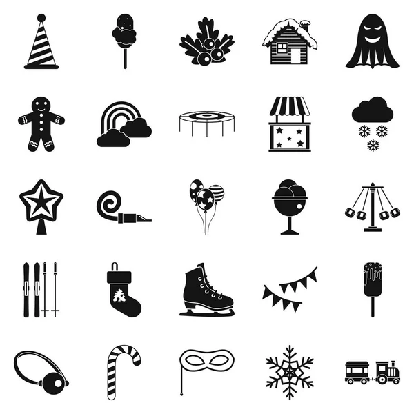 Çocuk tatil Icons set, basit tarzı