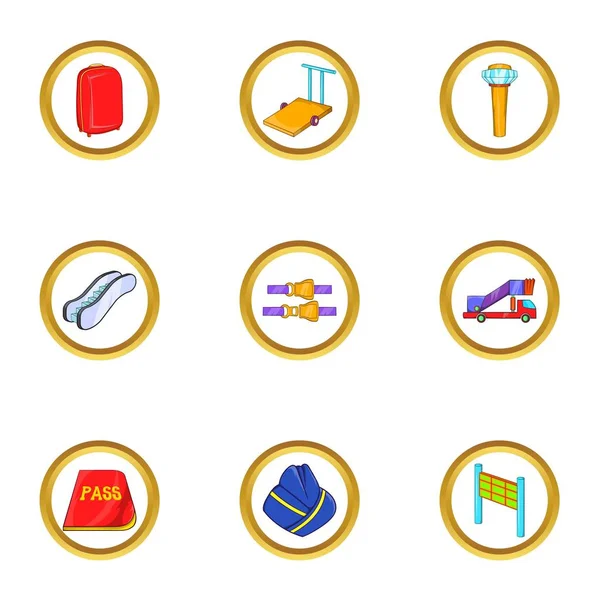 Yerel Havaalanı simge seti, karikatür tarzı