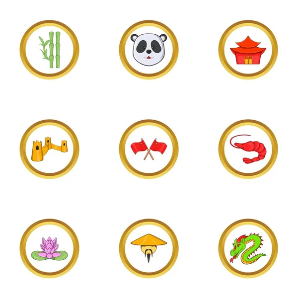 Çin Turizm simge seti, karikatür tarzı