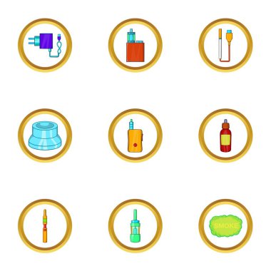 Vape simge seti, karikatür tarzı