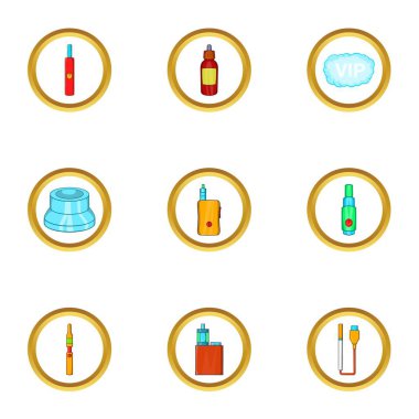 Elektronik duman aygıtı simge seti, karikatür tarzı