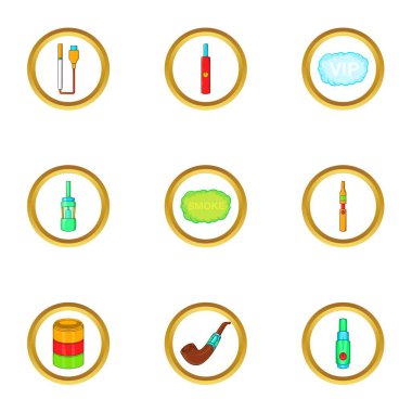 Elektronik vape simge seti, karikatür tarzı