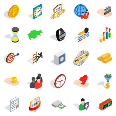 Sikkeleri Icons set, izometrik stili