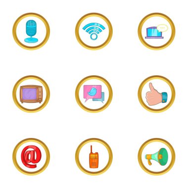 Modern iletişim simge seti, karikatür tarzı