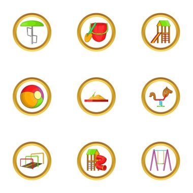 Bahçesi simge seti, karikatür tarzı