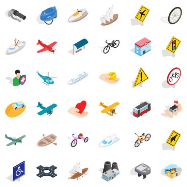 Trafik ışığı Icons set, izometrik stili