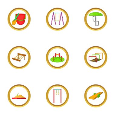 Çocuk Bahçesi simge seti, karikatür tarzı