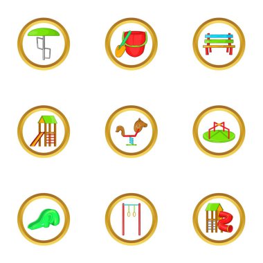 Açık Bahçesi simge seti, karikatür tarzı