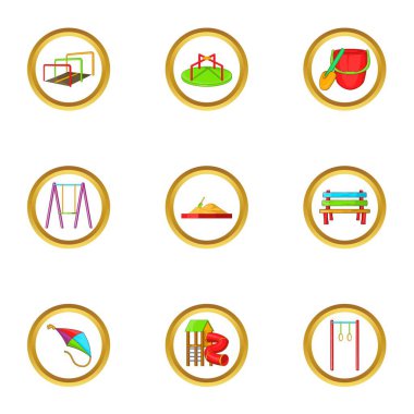 Yaz bahçesi simge seti, karikatür tarzı